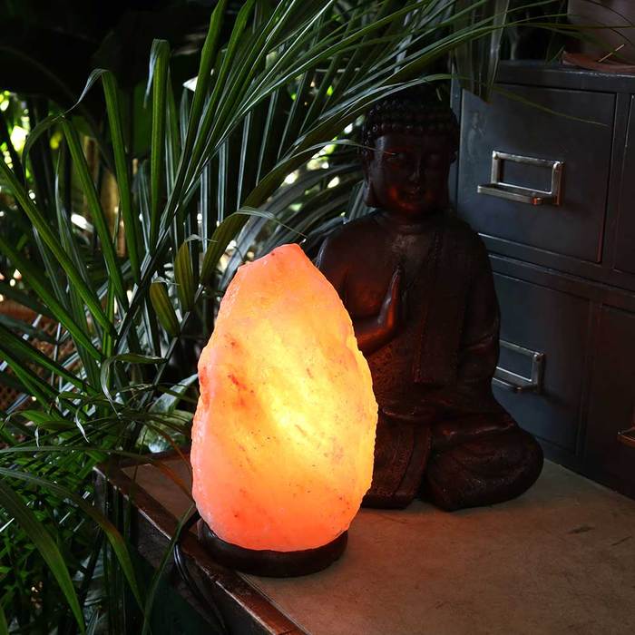 RELAXUS 19Cm Natural Himalayan Pink Salt Lamp - Handcrafted Night Light for Bedroom, Yoga & Meditation - Perfect for Relaxation, Stress Relief & Home Decor