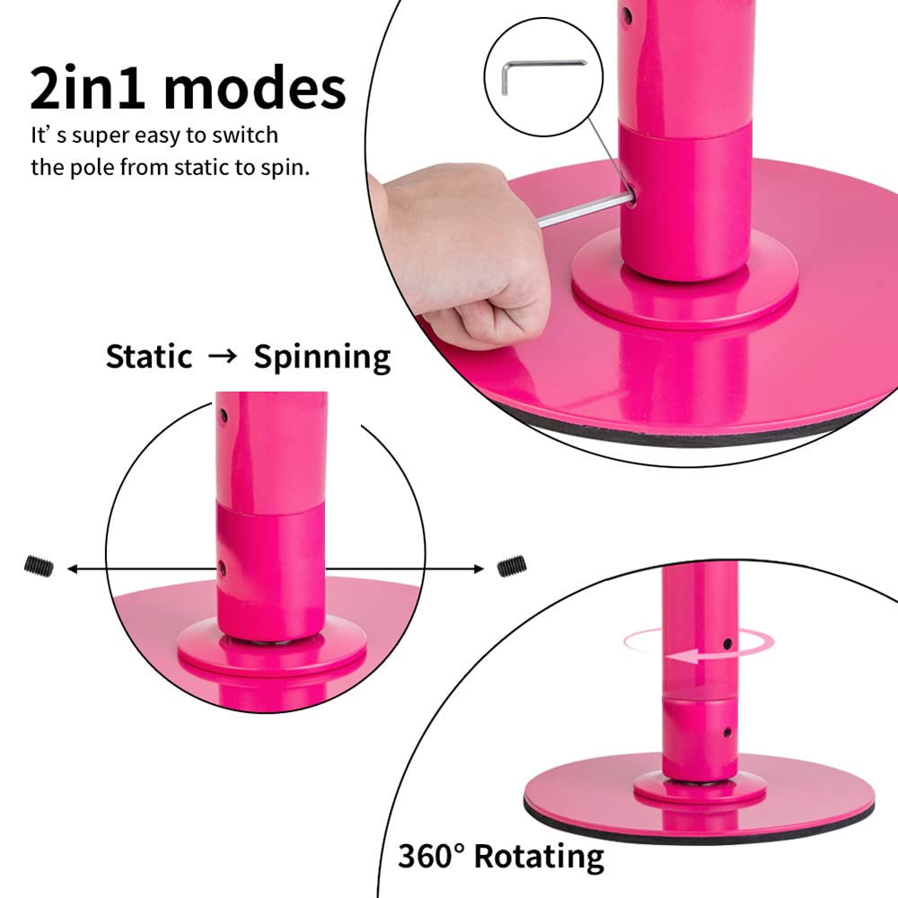 45mm Spinning Portable Pole Dancing Pole for Home - Extendable Dance Pole for Bedroom, Studio & Fitness, Perfect for Beginners & Professionals