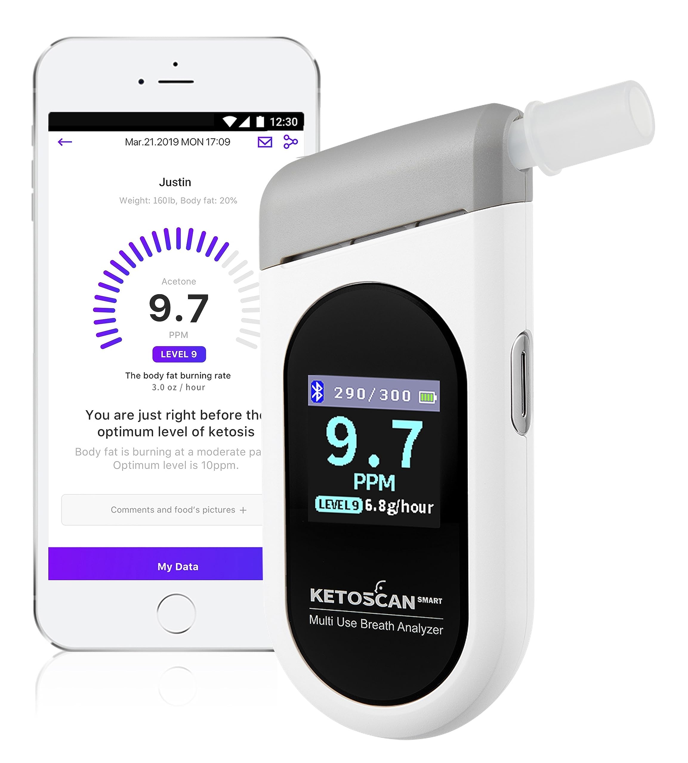 KETOSCAN SMART Breath Ketone Meter - HSA/FSA Eligible Ketosis Monitor for Low Carb & Keto Diet | Track Fat Metabolism & Fitness Goals | Perfect for Weight Loss, Ketogenic Diet & Health Tracking