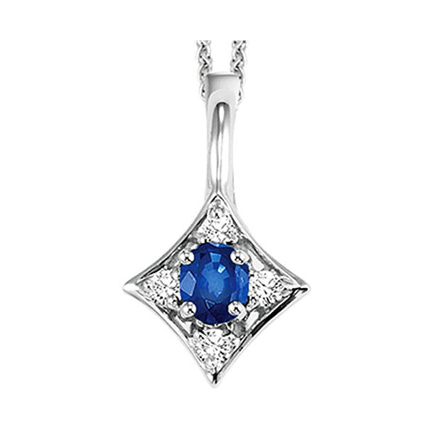 14K White Gold Diamond (1/20 CTW) & Sapphire (1/6 CTW) Pendant Necklace - Elegant Jewelry Gift for Women, Perfect for Weddings, Anniversaries & Special Occasions