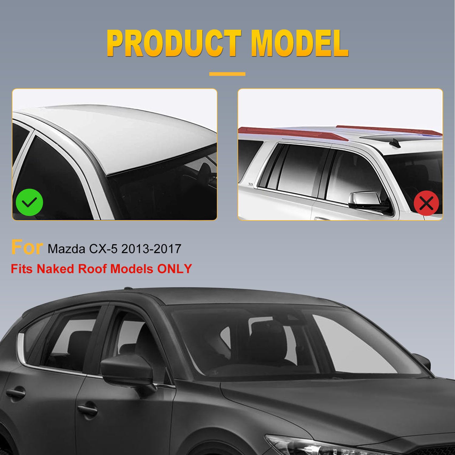 OCPTY Universal Roof Rack Cross Bars for Mazda CX-5 2013-2017 | Heavy Duty Aluminum Cargo Carrier for Camping, Fishing, Biking & Outdoor Adventures | Perfect for Road Trips & Active Lifestyles