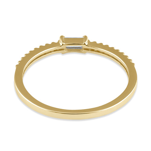 14K Solid Gold Dainty Baguette CZ Stackable Ring for Women - Elegant Minimalist Jewelry for Everyday Wear, Stacking Rings for Layering, Gift for Her