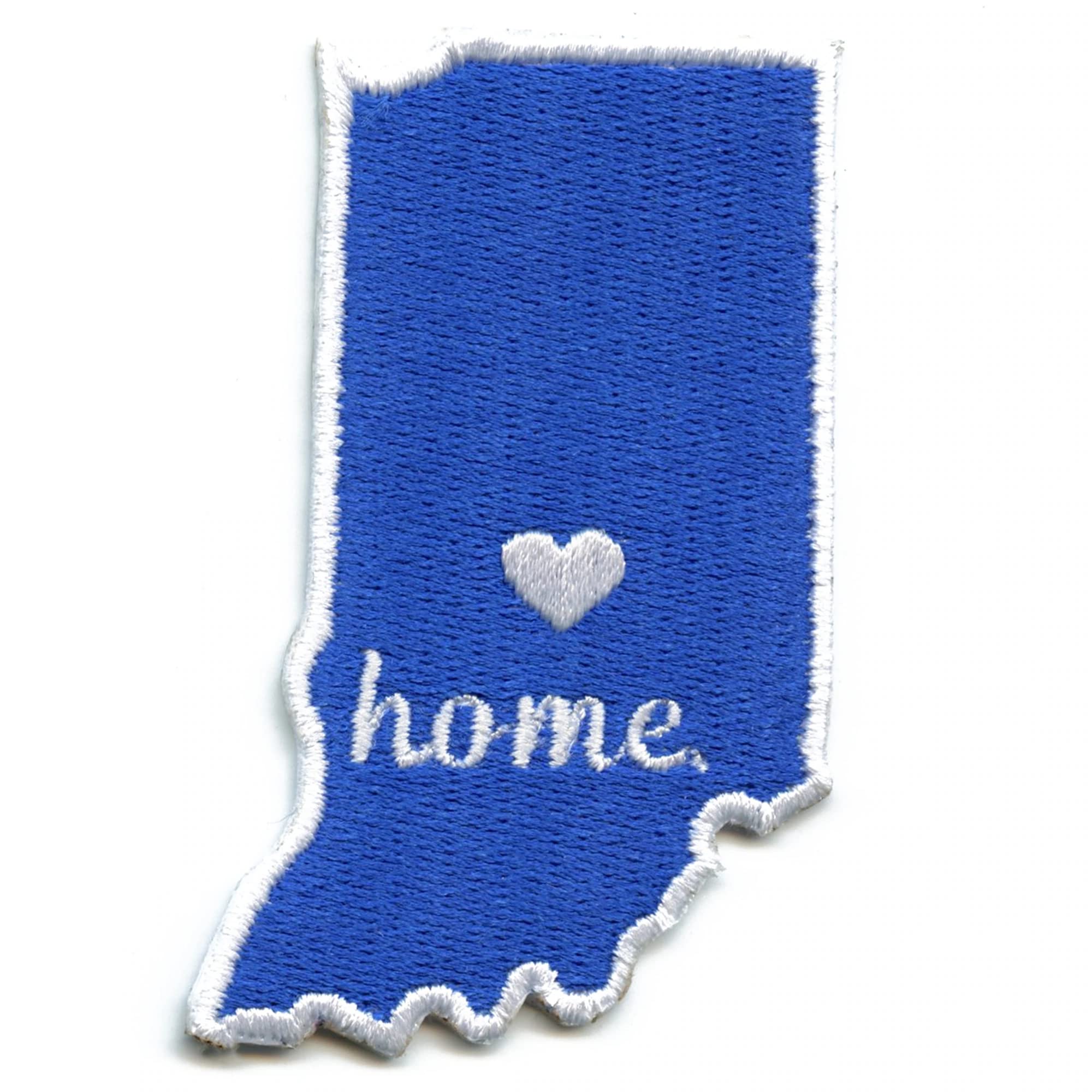 Indiana Home State Patch - Embroidered Iron-On Football Parody Design in Blue & White - Perfect for Jerseys, Jackets, and Fan Gear