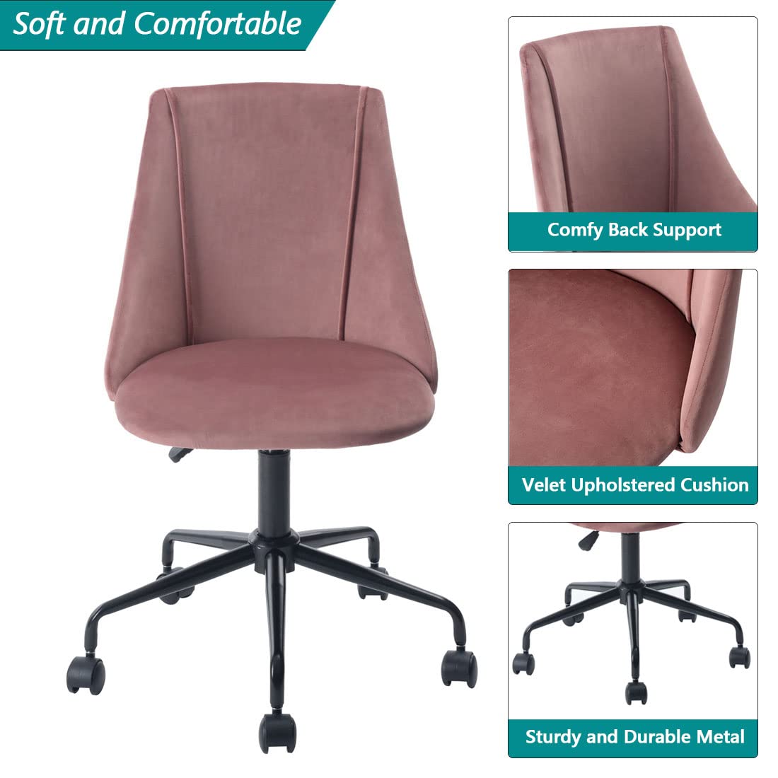 Ergonomic Home Office Chair with Lumbar Support & Armrests - 360° Swivel Rolling Computer Desk Chair, Breathable Fabric (Red) - Perfect for Remote Work, Gaming & Study Sessions
