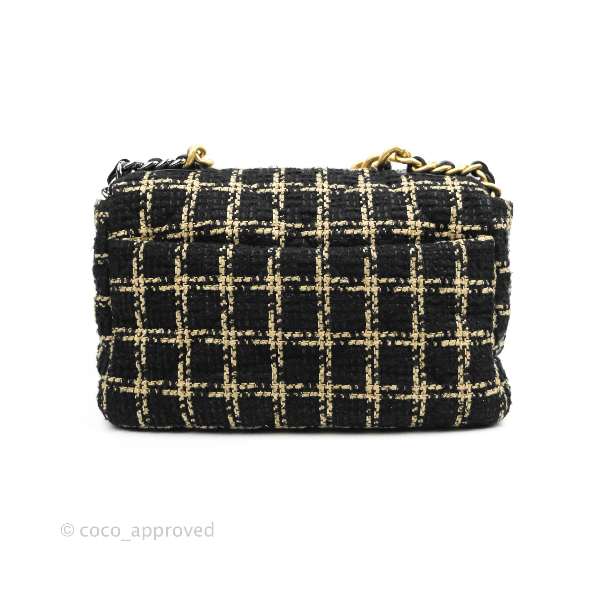 Chanel 19 Medium Handbag in Beige & Black Tweed with Mixed Hardware - Luxury Designer Shoulder Bag for Women, Perfect for Work, Evening Events & Travel