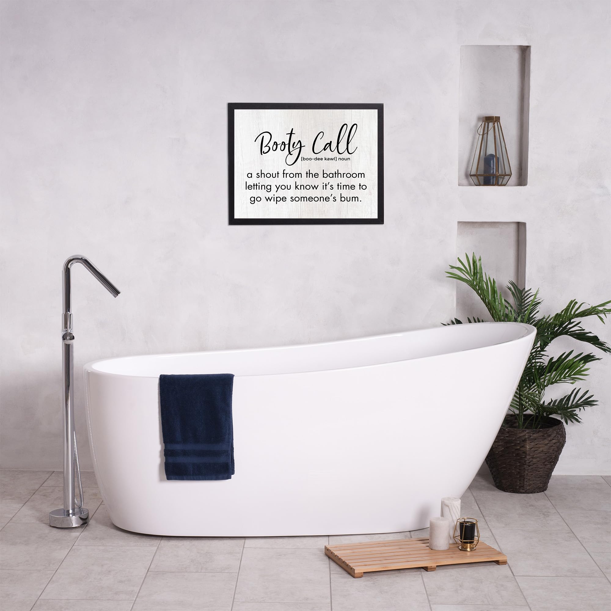 Funny Bathroom Wall Art Print - Booty Call Shout From the Bathroom - Humorous Typographic Decor for Home, Family & Guest Bathrooms - Unframed 10x8 - Perfect for Parents & Entertaining Guests