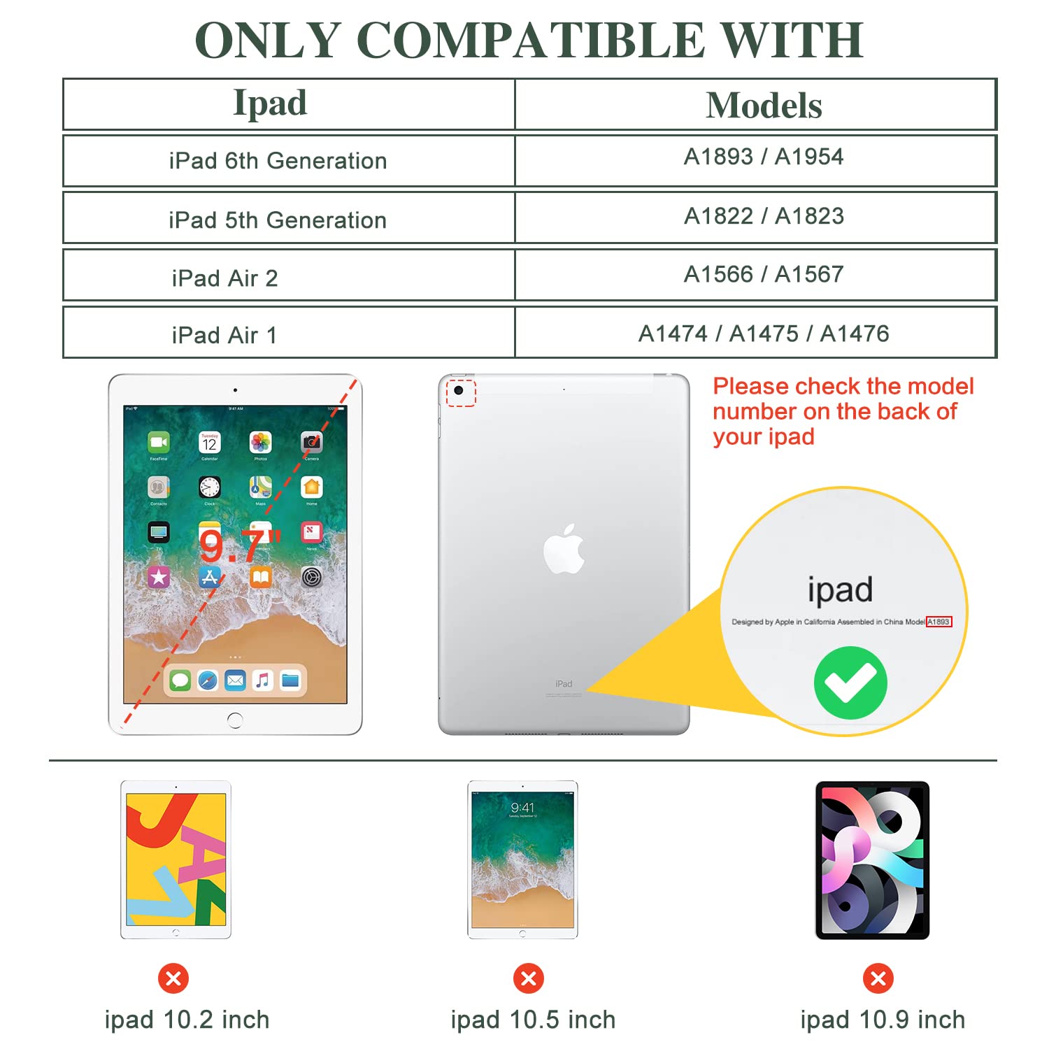 Vimorco Slim Shockproof PU Leather Case for iPad 5th/6th Generation 9.7 inch (2017/2018) & iPad Air 1/2 - Adjustable Stand Cover with Hummingbirds & Flowers Design - Perfect for Work, Travel, and Home Use