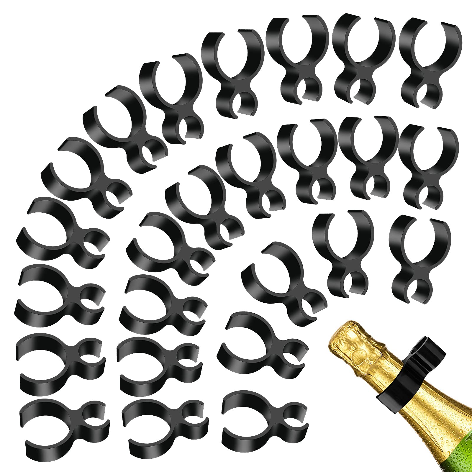 ASTER 25-Pack Champagne Bottle Clips - Sparkling Wine Bottle Safety Holders for Weddings, Birthdays & Parties | Secure Bottle Decorations for Celebrations & Events