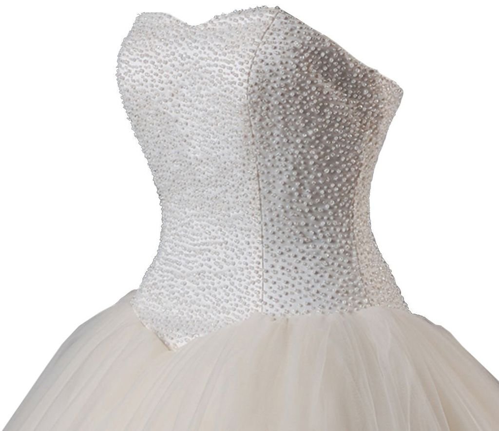 Elegant Ball Gown Sweetheart Neckline Beaded Tulle Wedding Dress for Brides - Perfect for Church Ceremonies, Formal Receptions & Princess-Style Weddings