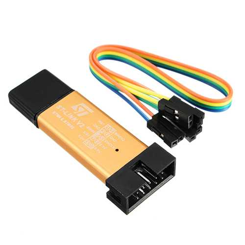 5pcs ST-LINK V2 STM8 STM32 Programmer Debugger with 3.3V/5V, 500mA Fuse Protection, Aluminum Alloy Case & 20cm Dupont Wires - Ideal for Embedded System Development, Electronics Projects, and Microcontroller Programming