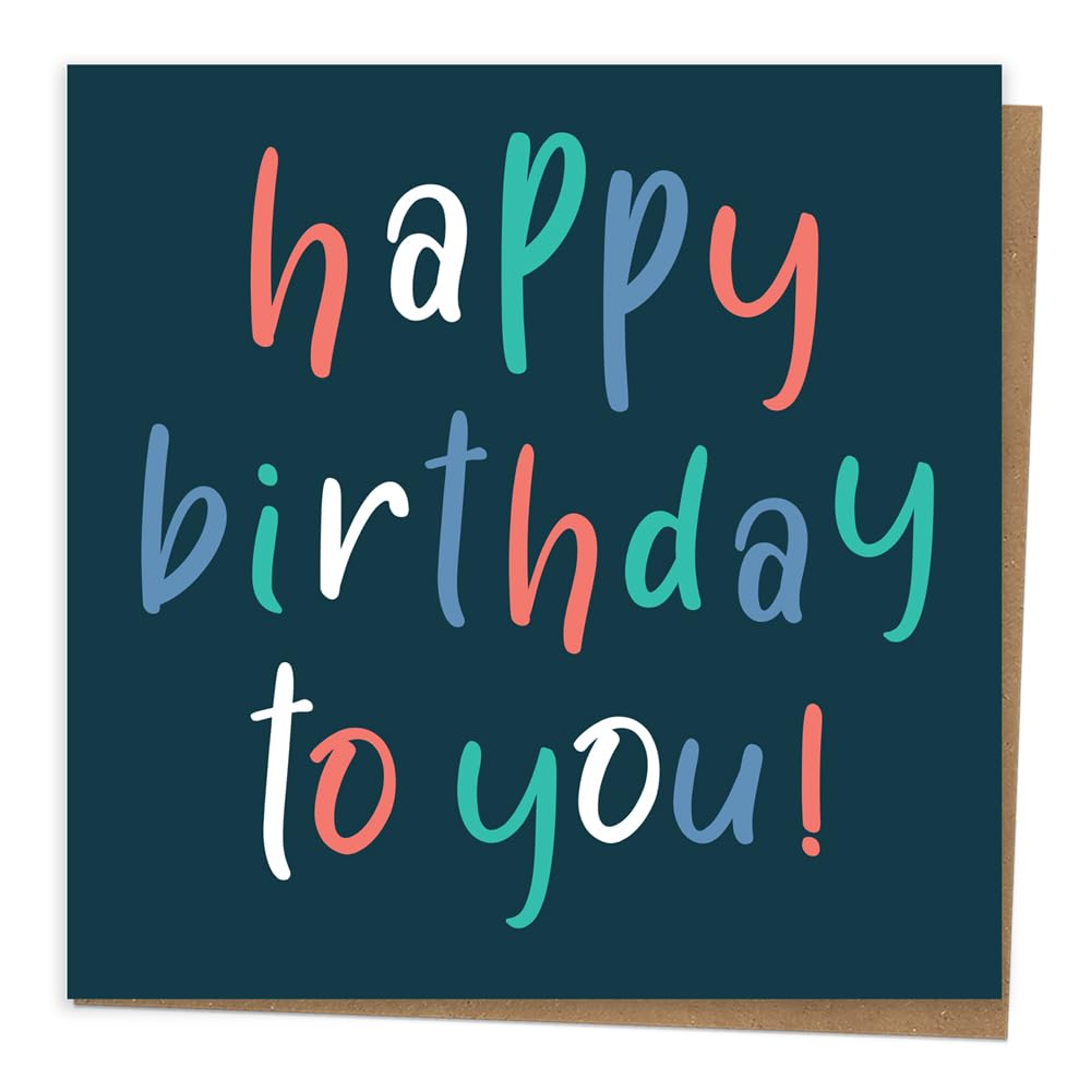 Premium Navy Typography Birthday Card for Him - Unisex Greeting Card with Envelope - Perfect for Gifts & Celebrations