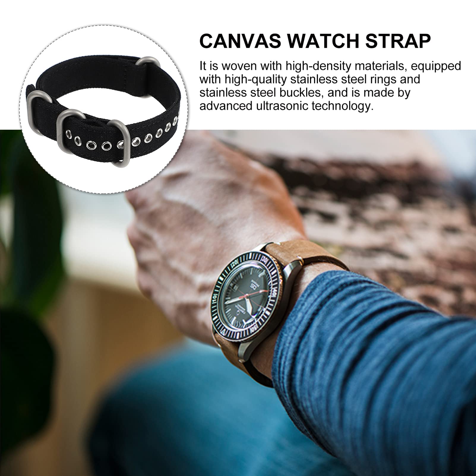 Hemobllo Canvas Watch Band - Stylish Replacement Strap for Smartwatches, Perfect for Casual & Office Wear