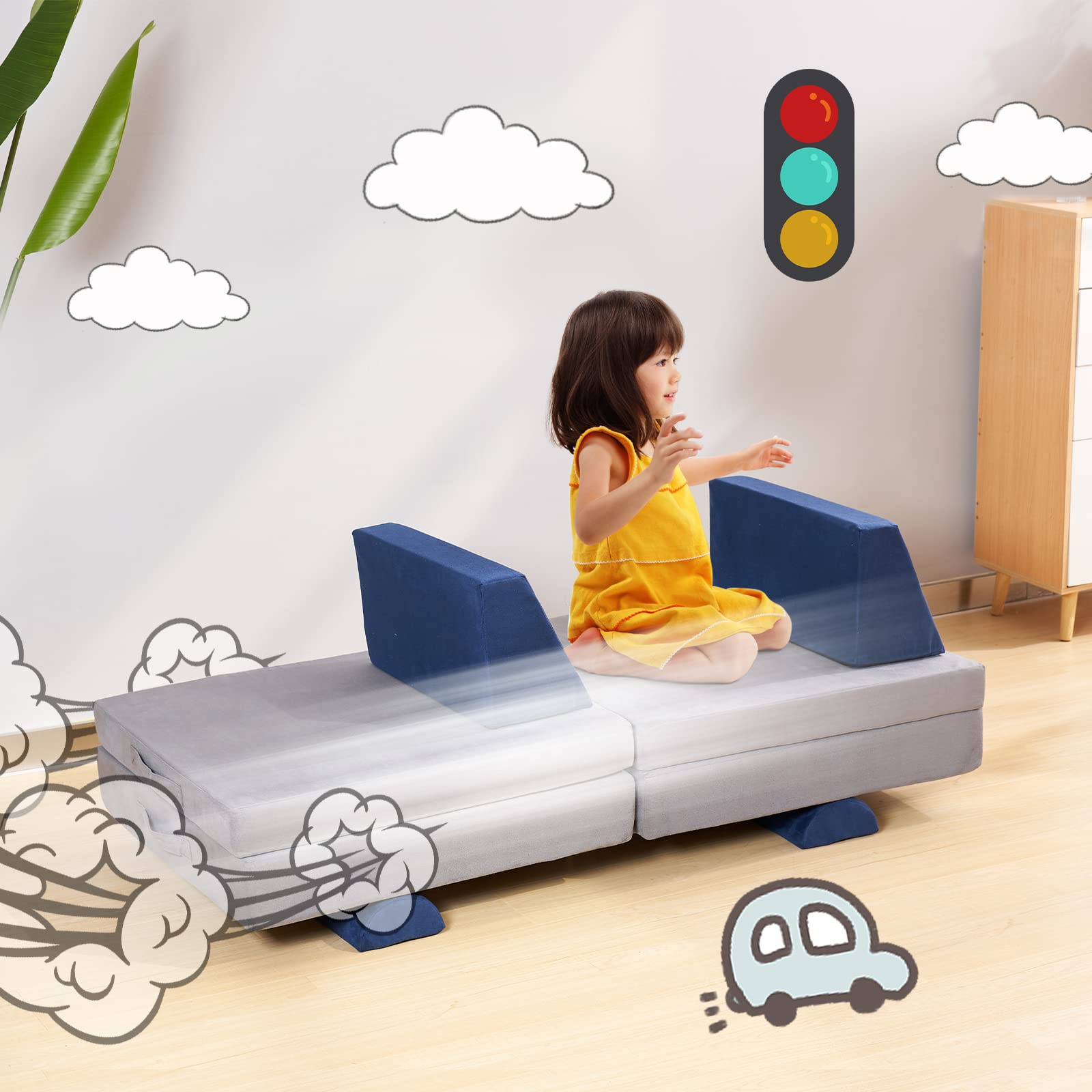 Kids Play Couch Set - 9 Piece Toddler Sofa for Imaginative Play | Soft Foam Climbing Cushions for Indoor & Outdoor Use | Creative Furniture for Toddlers to Teens | Perfect for Playrooms, Bedrooms & Backyards