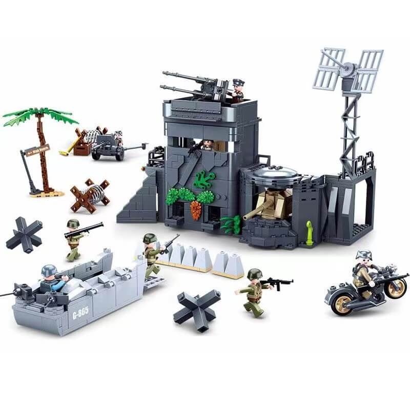 SLUBAN WW2 Normandy D-Day Atlantic Fort Building Blocks Set - Military Model Kit for History Enthusiasts & Collectors (Perfect for Diorama, Display, and WW2 Historical Education)