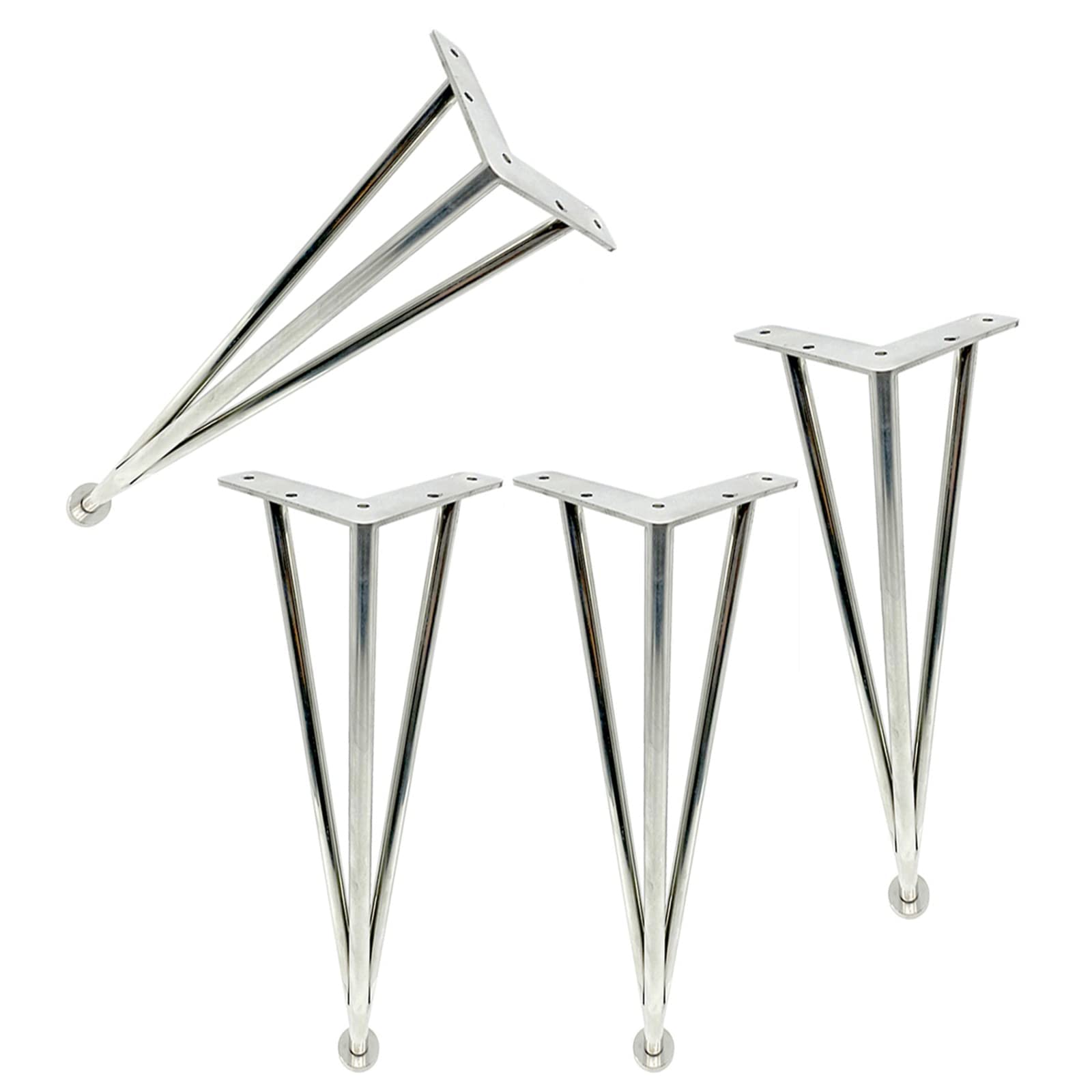 Heavy Duty Adjustable Stainless Steel Table Legs - 4 Pack with Screws (Silver, 20cm/8in) - Perfect for DIY Furniture, Bathroom Cabinets, Kitchen Islands & More