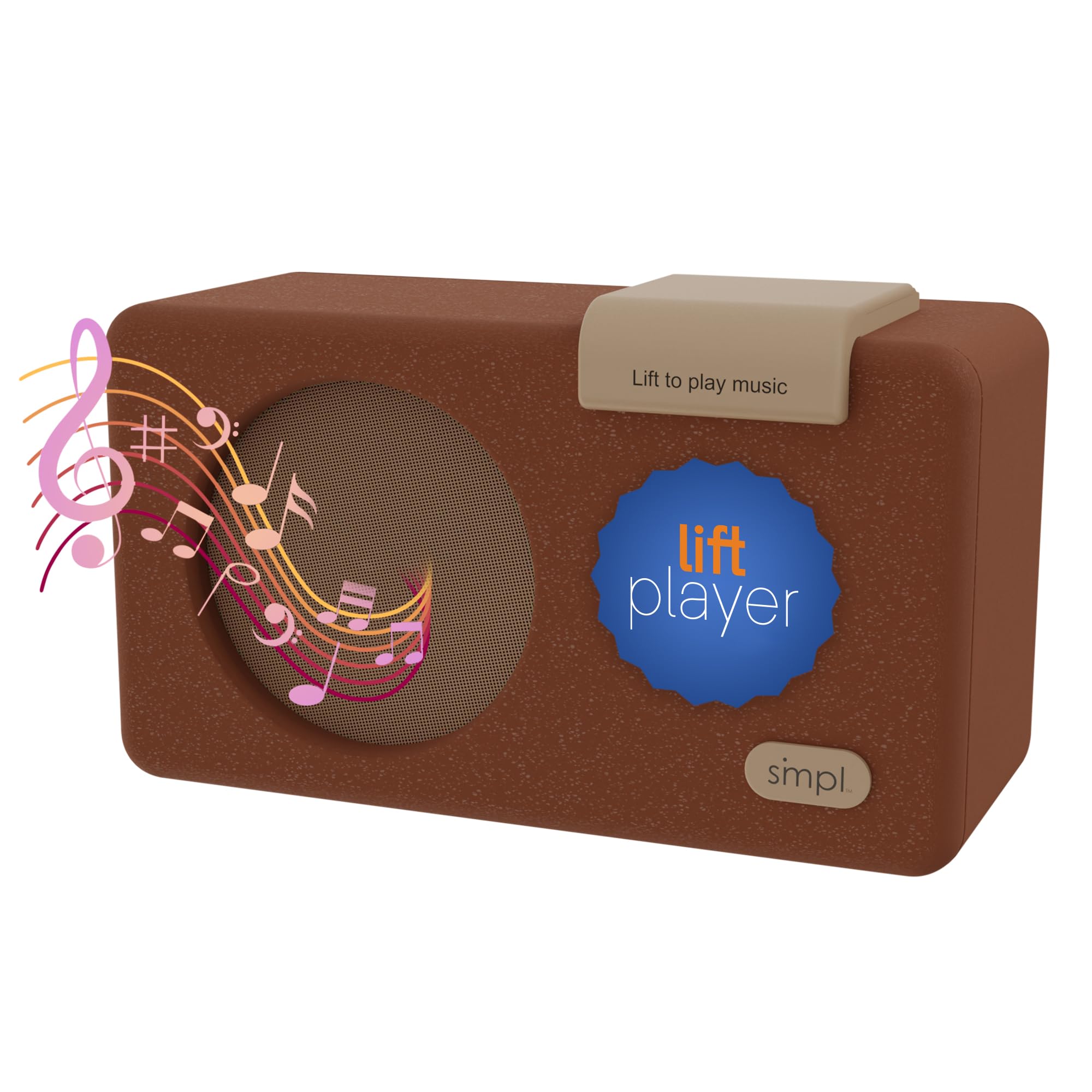 Vintage Wooden SMPL Music Player with Lifter for Seniors - Easy-to-Use MP3 Player & Audiobook Player with 4GB USB & 40 Classic Songs - Perfect for Elderly, Bedside Listening & Relaxation (Brown)