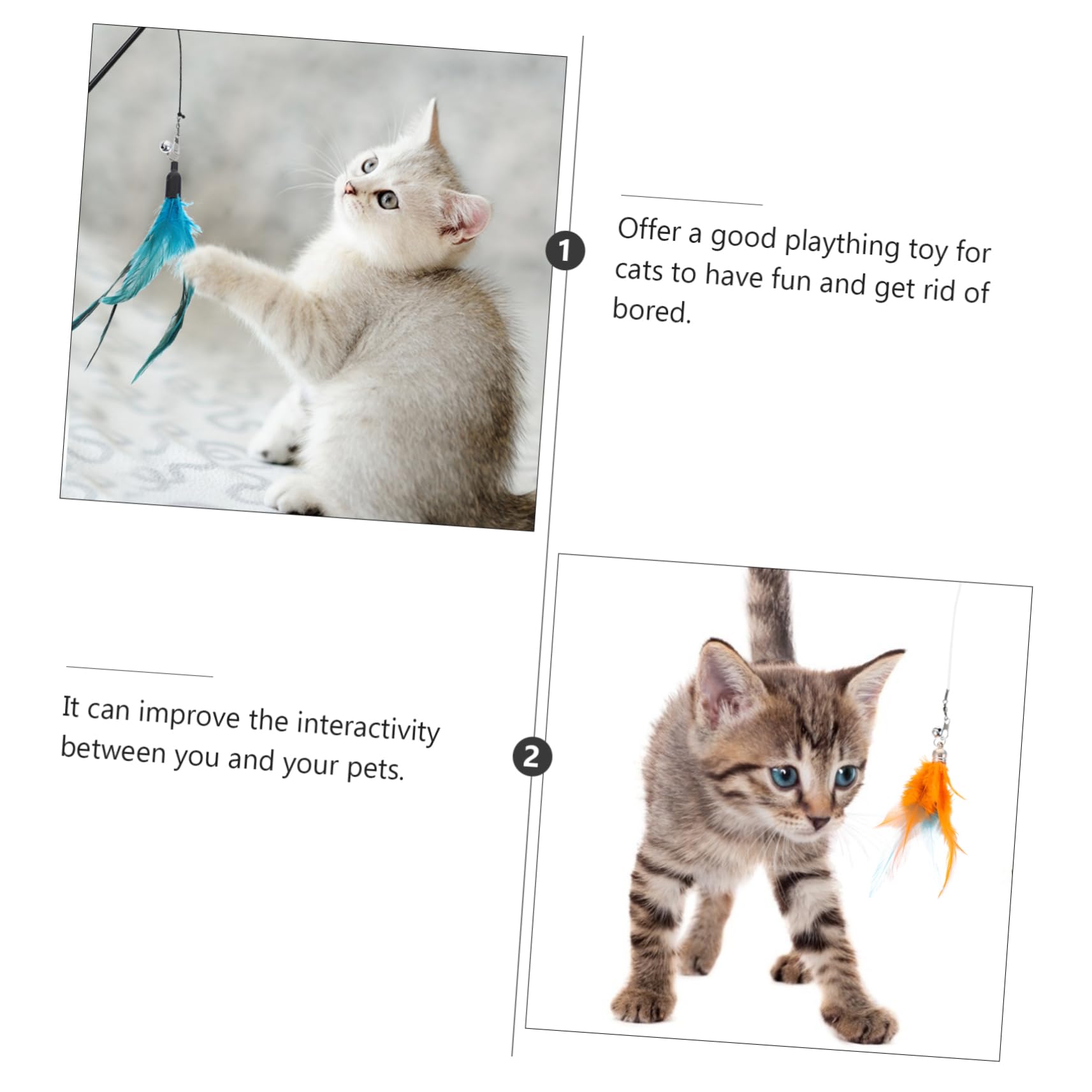 Balacoo Interactive Cat Wand Toy - 2pcs Telescopic Kitten Toys with Pickup Grabber Tool for DIY Play, Fun & Exercise - Perfect for Indoor Cats, Playtime & Bonding