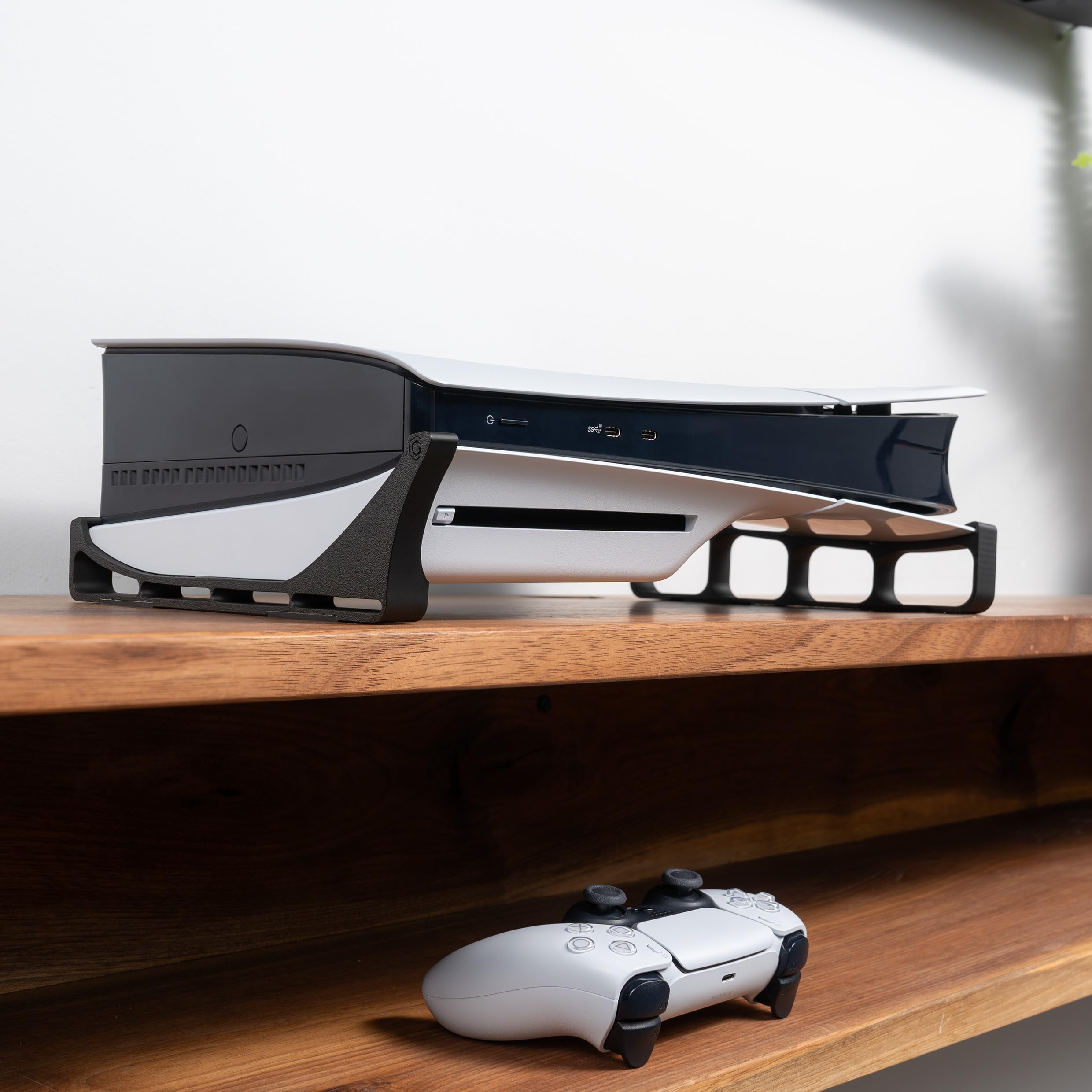 Glistco PS5 Slim Horizontal Stand - Compatible with Disc Edition (Black) - Perfect for Gaming Setup & Console Organization