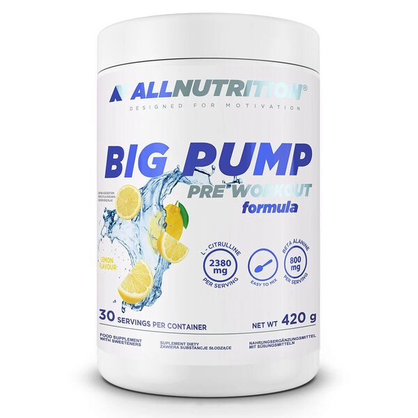 Allnutrition Big Pump Lemon Pre-Workout Powder 420g - Boost Energy & Endurance for Intense Gym Sessions