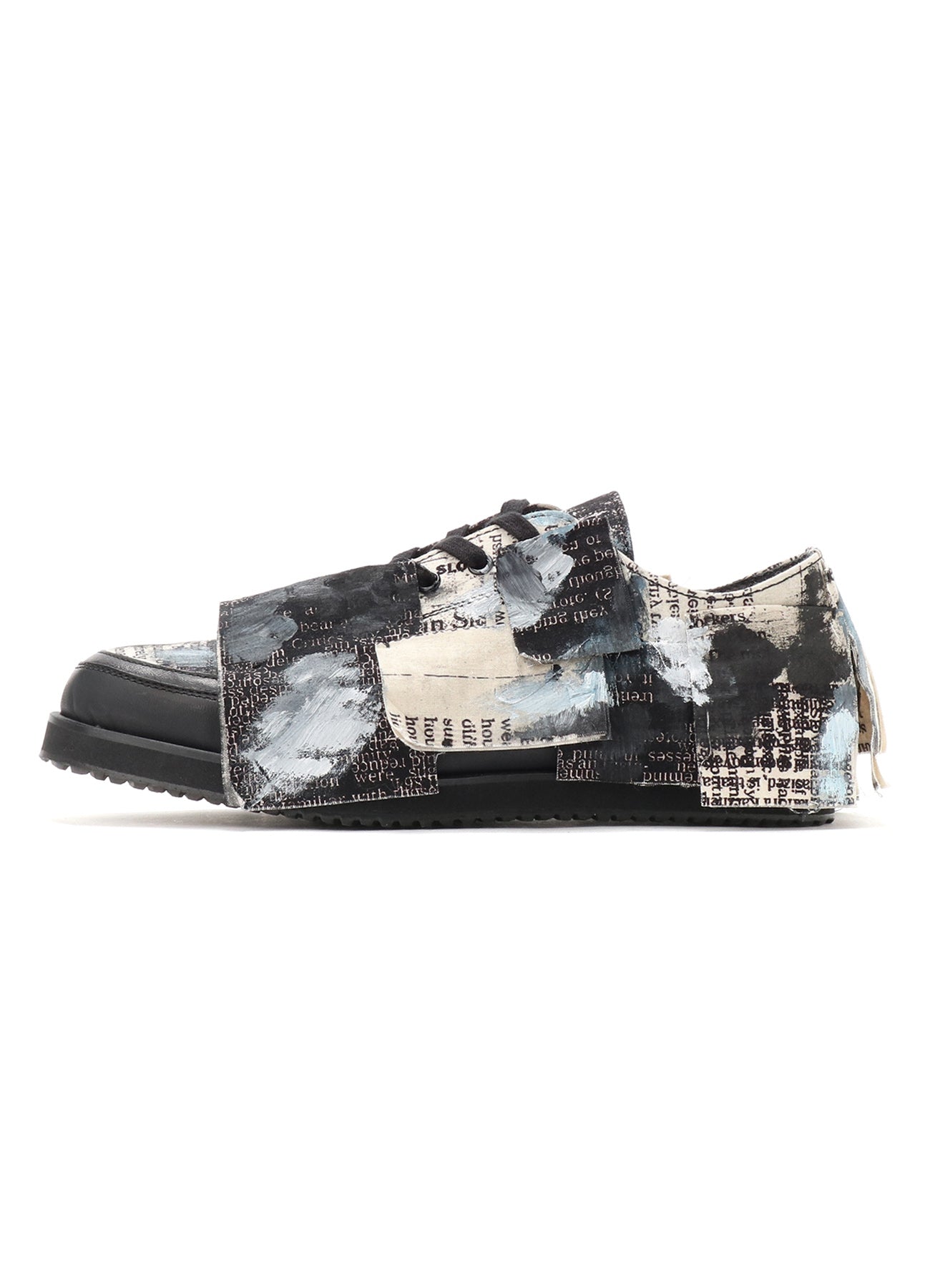 Cotton Newspaper Print Blue Paint Low Cut Sneakers - Casual Comfortable Shoes for Women, Perfect for Walking, Running & Daily Wear