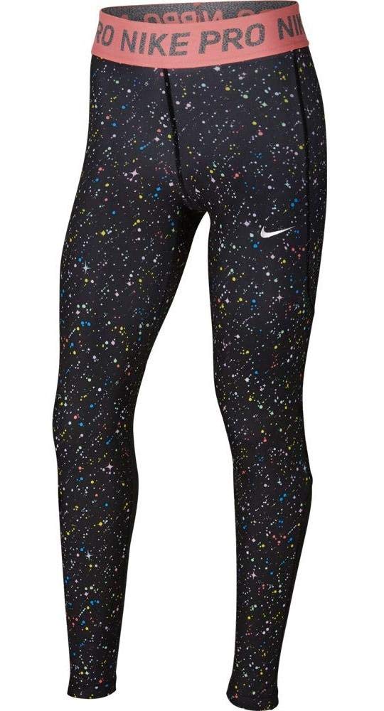 Nike Kids Girls Pro Warm Printed Tights - Black/Pink Gaze - Little Kids & Big Kids (Size 14) - Soft & Comfortable for Dance, Gymnastics, and Winter Sports