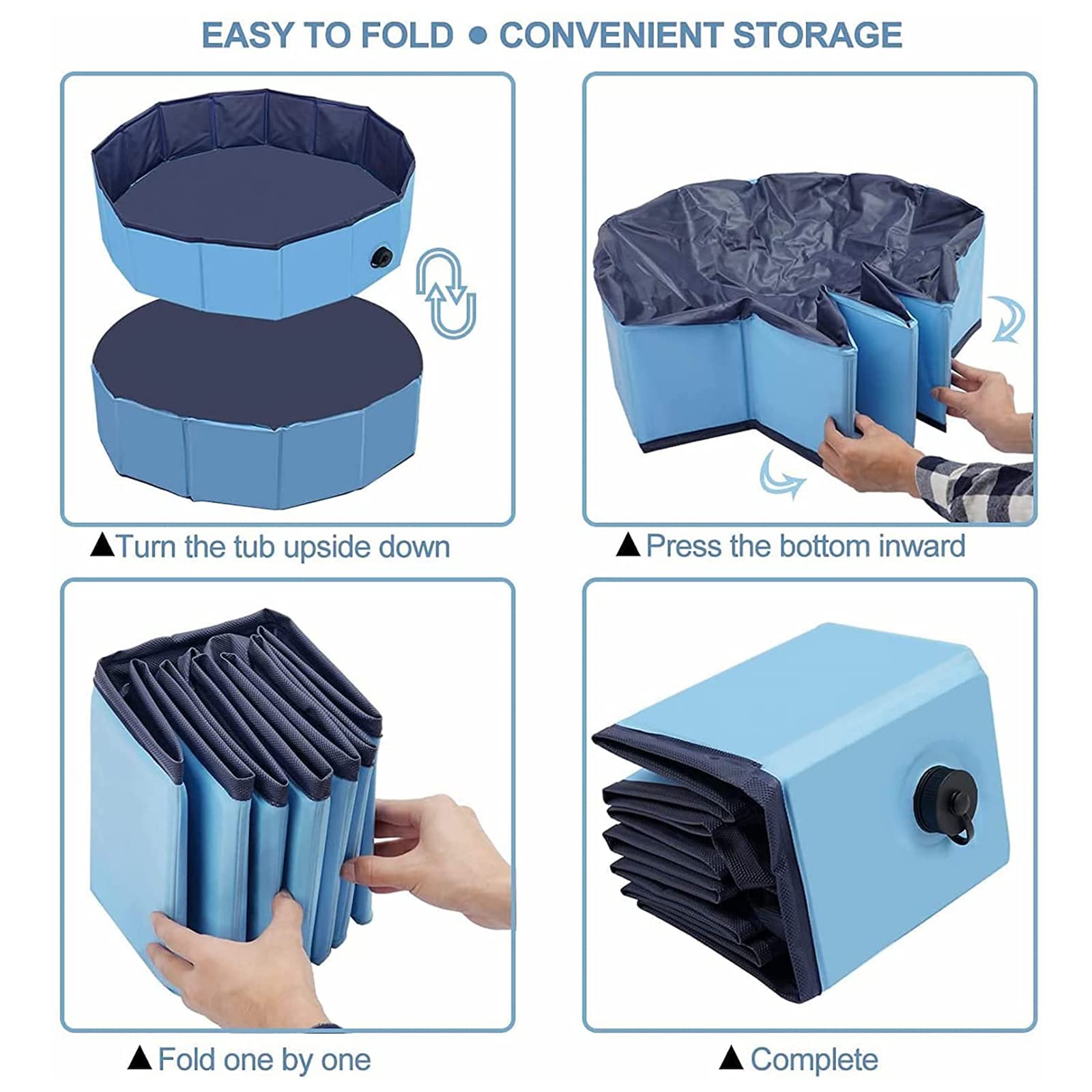 Foldable Dog Swimming Pool - PVC Non-Slip Pet & Kids Paddling Pool | Portable Collapsible Dog Bathtub for Indoor/Outdoor Use | Puppy Bathing Tub & Kiddie Pool for Dogs, Cats, Pets | Great for Backyard, Beach, and Summer Water Play