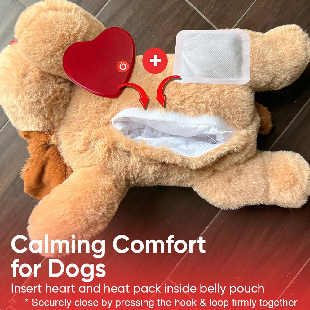 iHeartDogs Heartbeat Puppy Toy - Soothing Comfort Cuddler Pillow for Anxious Dogs - Calming Anxiety Relief Toy for Puppies - Perfect for Separation Anxiety, Travel, and Bedtime Comfort