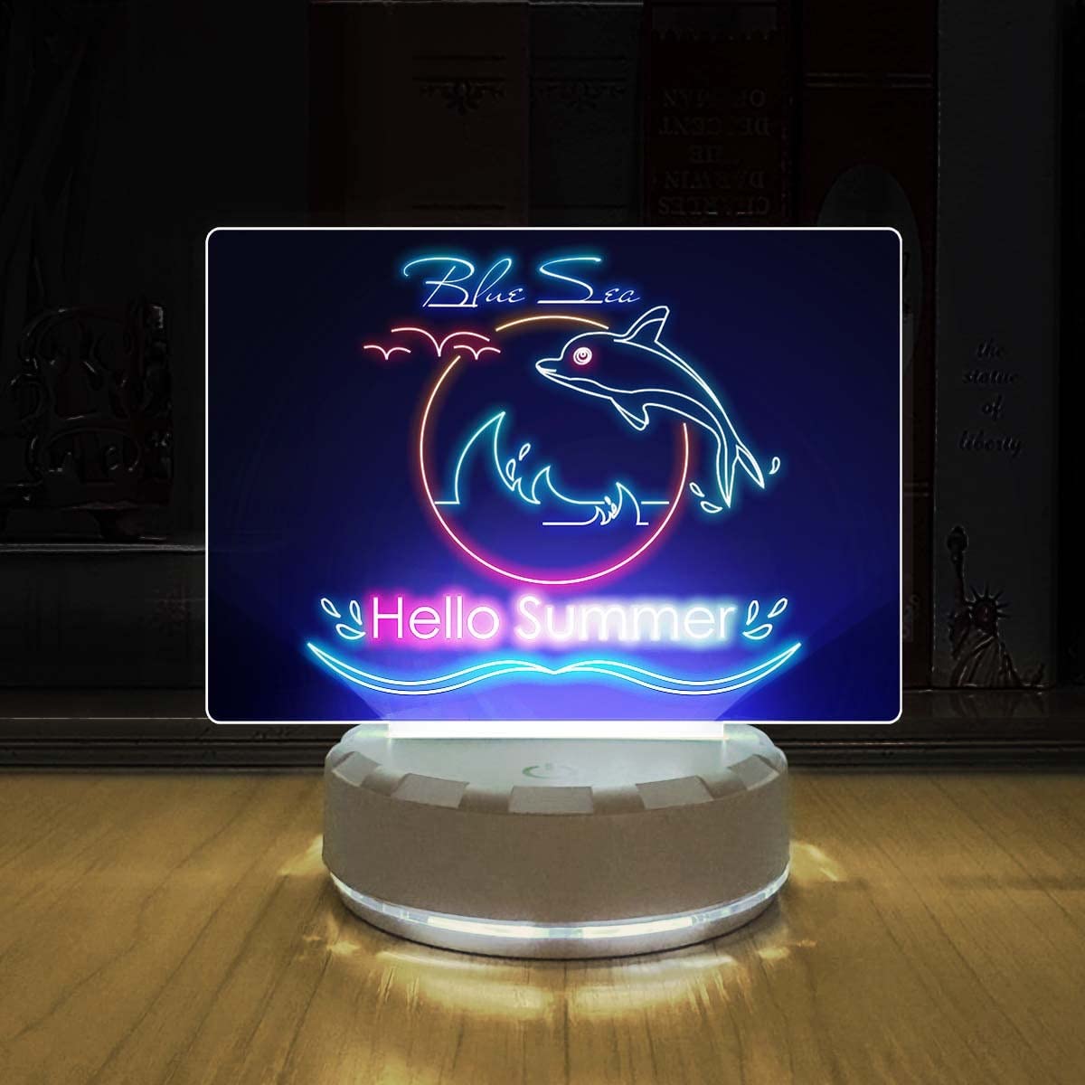 Blue Sea Dolphin Seagull LED Desk Lamp - Adjustable Brightness & Multi-Color Night Light, Rechargeable Acrylic LED Light for Dorm Room, Bedroom, Office, Kids Room - Perfect Study Lamp & Decorative Nightlight