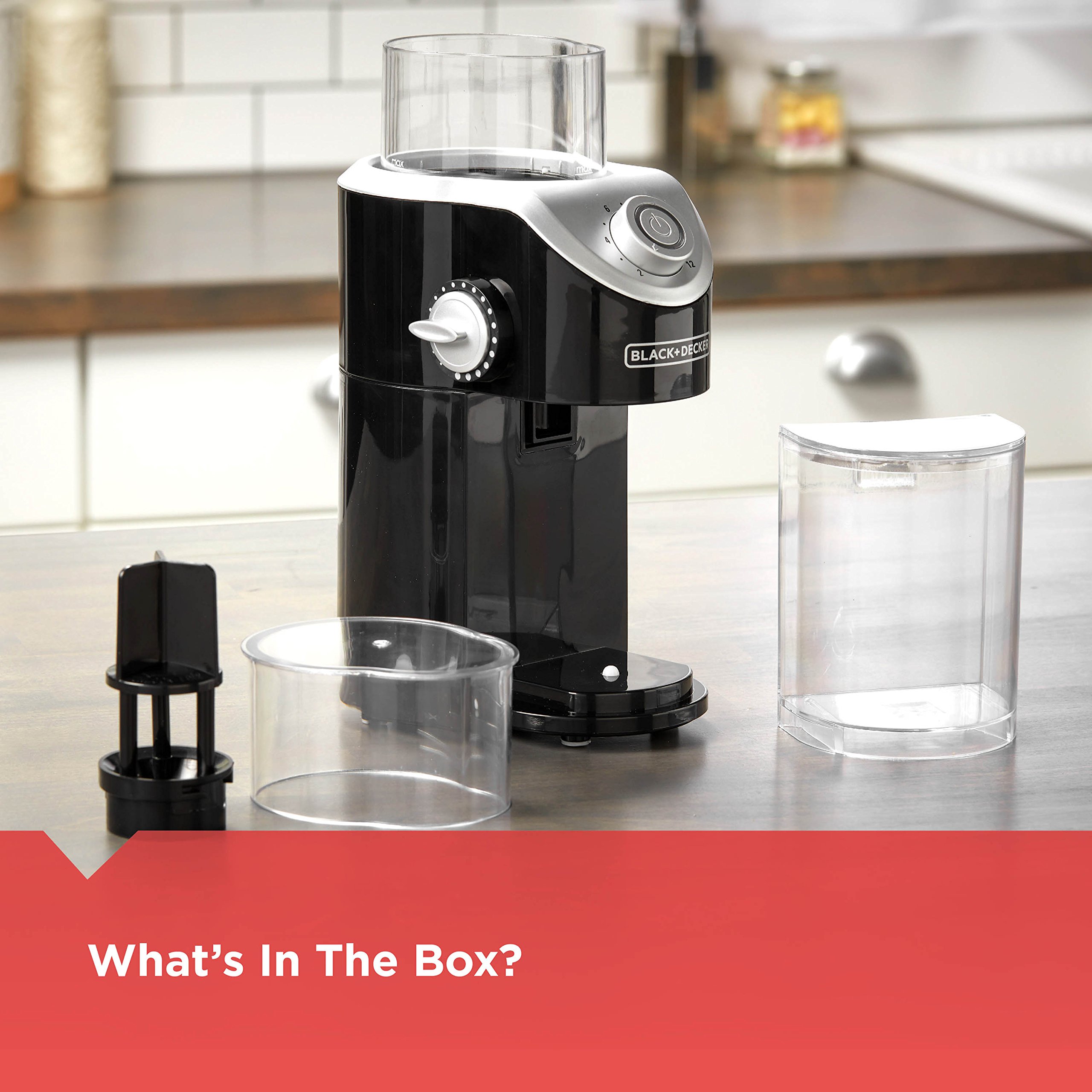 BLACK+DECKER CBM310BD Electric Burr Mill Coffee Grinder for Fresh Ground Coffee, Black - Perfect for Home, Office & Espresso Brewing