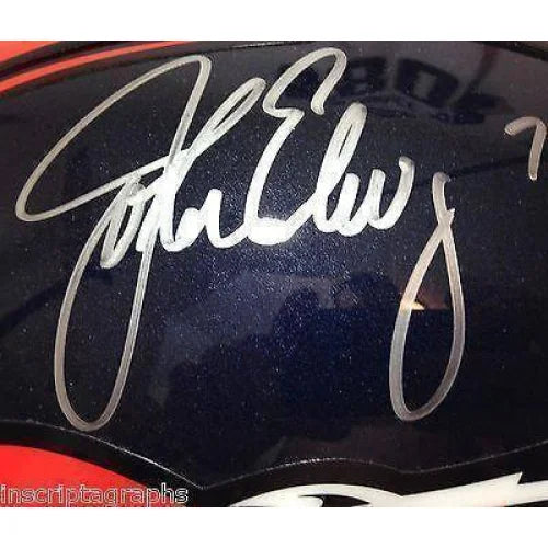 John Elway Autographed Denver Broncos Helmet with JSA COA - Authentic Signed NFL Collectible for Sports Memorabilia & Fan Cave Display