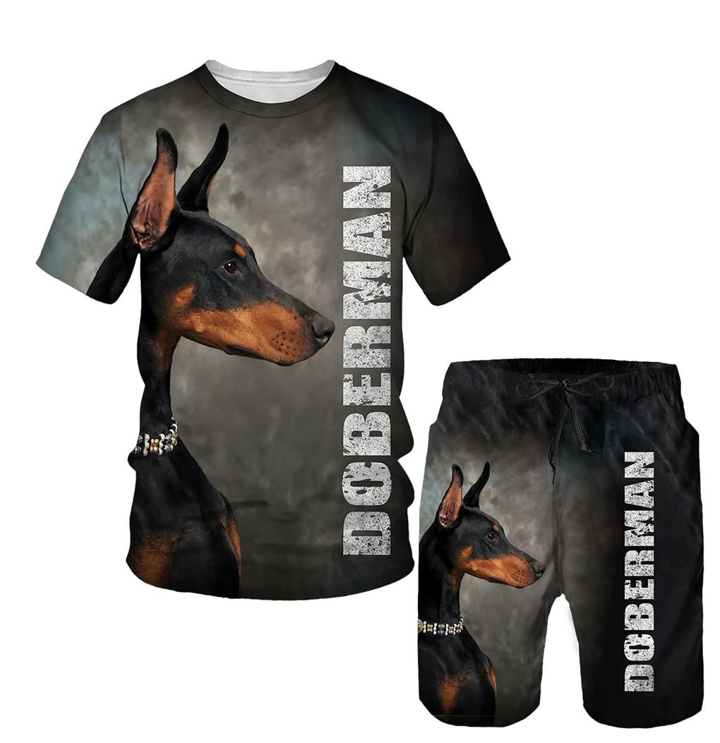 3D Printed Doberman Graphic Men's T-Shirt - Summer Short Sleeve Sportswear Top for Gym, Running & Casual Wear | Breathable Cotton Tee