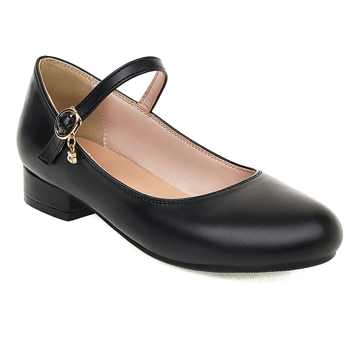 BEAUPAS Women's Mary Jane Ballet Flats - Round Toe Ankle Strap Buckle Pumps - Comfortable Cute Shoes for Work, Office & Casual Wear