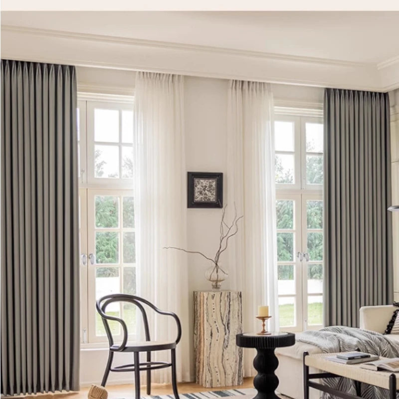 Amalia Cotton Linen Japandi Textured Room Darkening Curtains - Blackout Window Drapes for Bedroom, Living Room & Nursery - Noise Reducing & Light Blocking Home Decor