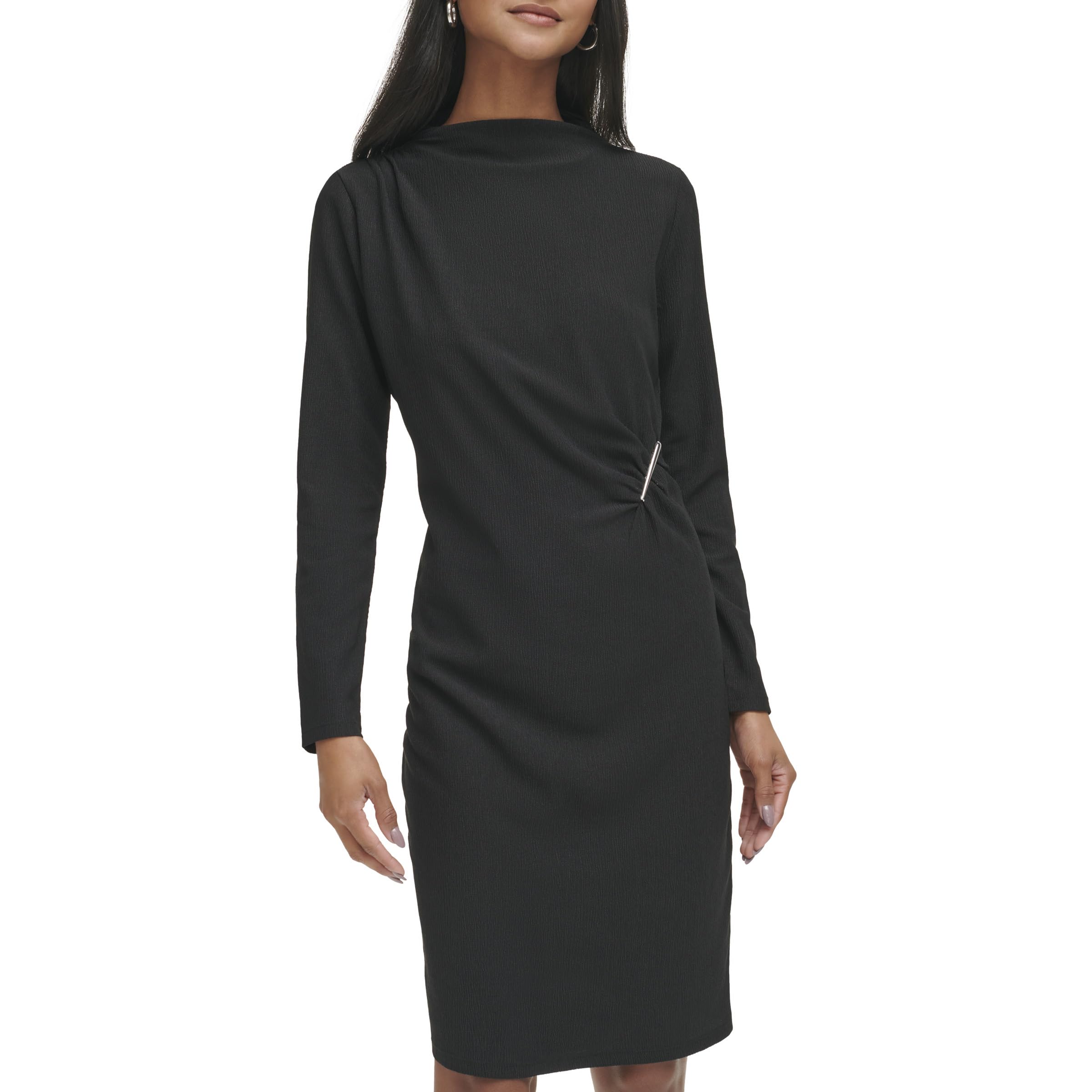 Calvin Klein Women's Textured Long Sleeve Dress - Slim Fit Casual & Office Wear - Perfect for Work, Date Night & Special Occasions