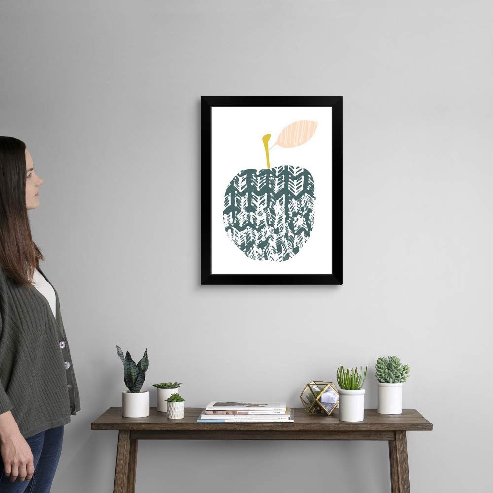 Black Framed Cut Paper Fruit II Art Print - Apple Artwork for Home & Office Decor | Perfect for Living Room, Bedroom, or Kitchen Wall Art