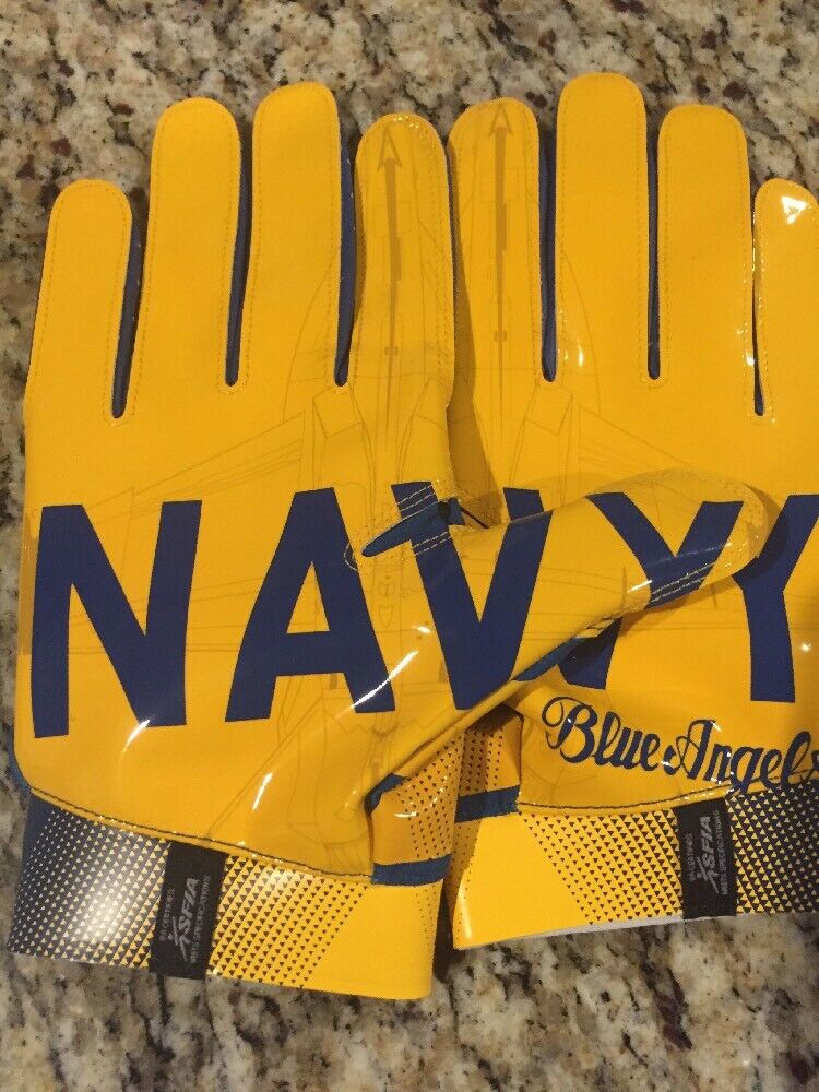 Under Armour Navy Midshipmen Blue Angels Football Gloves - Performance Grip for Training & Games, Perfect for Football Players & Fans