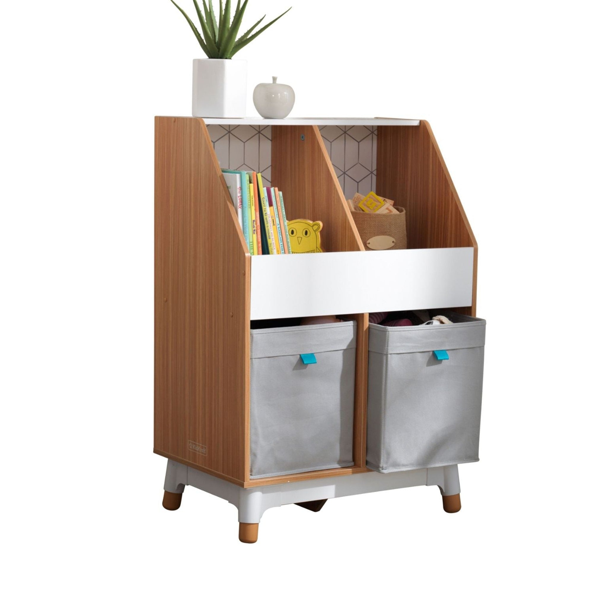 KidKraft Mid Century Modern Kids Storage Bin Organizer - Stylish Toy Storage Solution for Playroom, Bedroom & Nursery Organization
