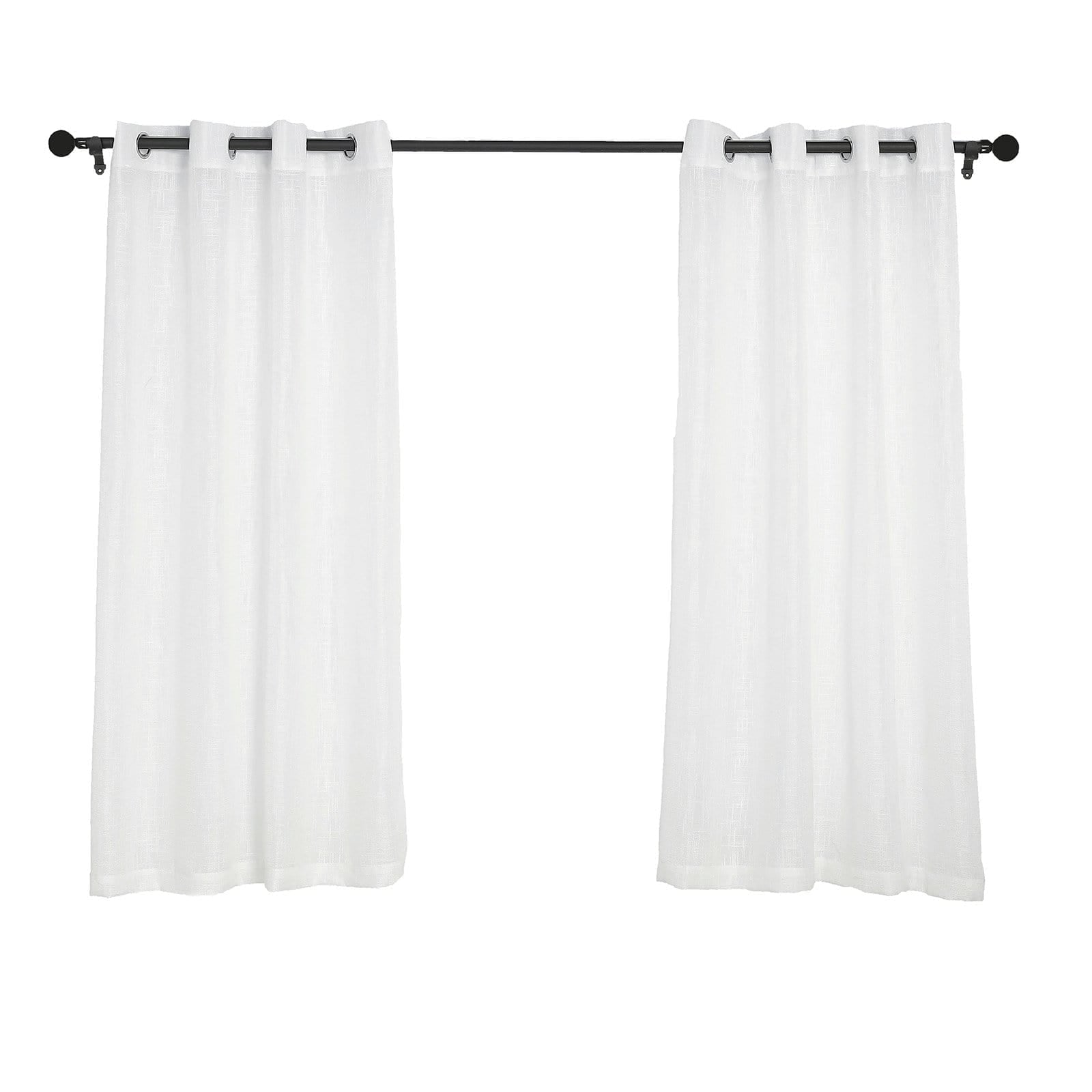2 Pack 52x64 Inch Faux Linen Curtain Panels with Chrome Grommets - Light Filtering Window Drapes for Living Room & Bedroom