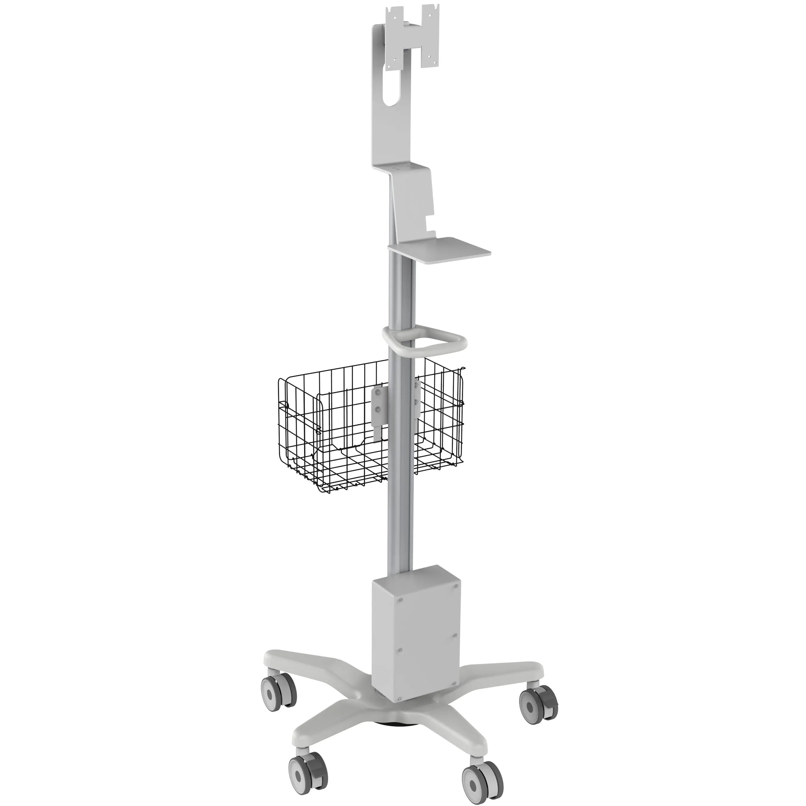 Medical Rolling Cart with Basket & Storage Box - Adjustable Handle & Accessories for Hospitals, Clinics & Home Healthcare Use