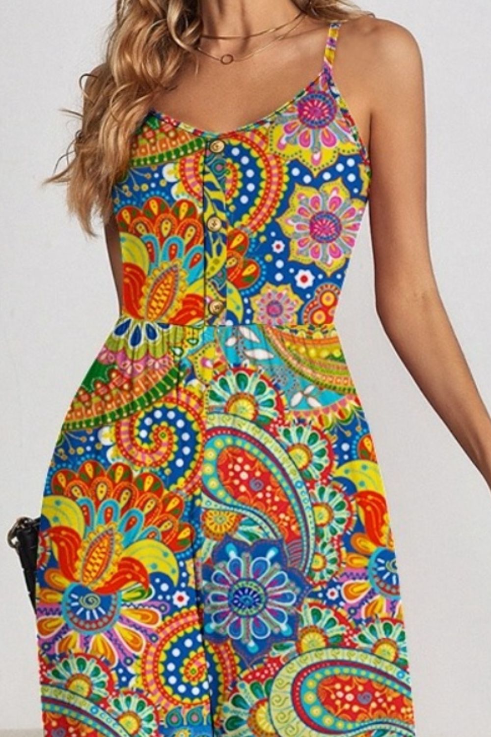 Flowy Spaghetti Strap Wide Leg Jumpsuit for Women - Summer Beach Vacation Outfit, Boho Chic Romper for Travel & Casual Wear