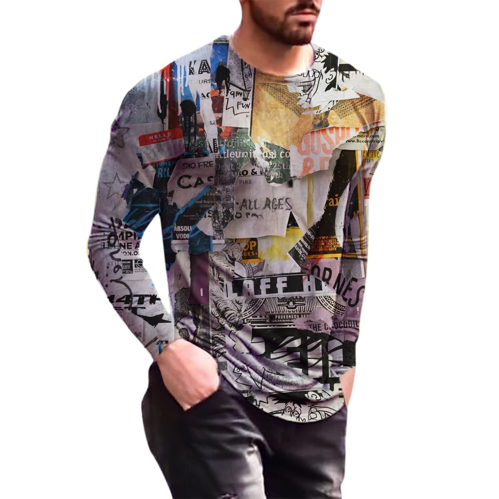 Men's Casual Short Sleeve Linen Button Down Shirt - Breathable Round Neck Printed Pajama Top for Relaxation & Lounging at Home