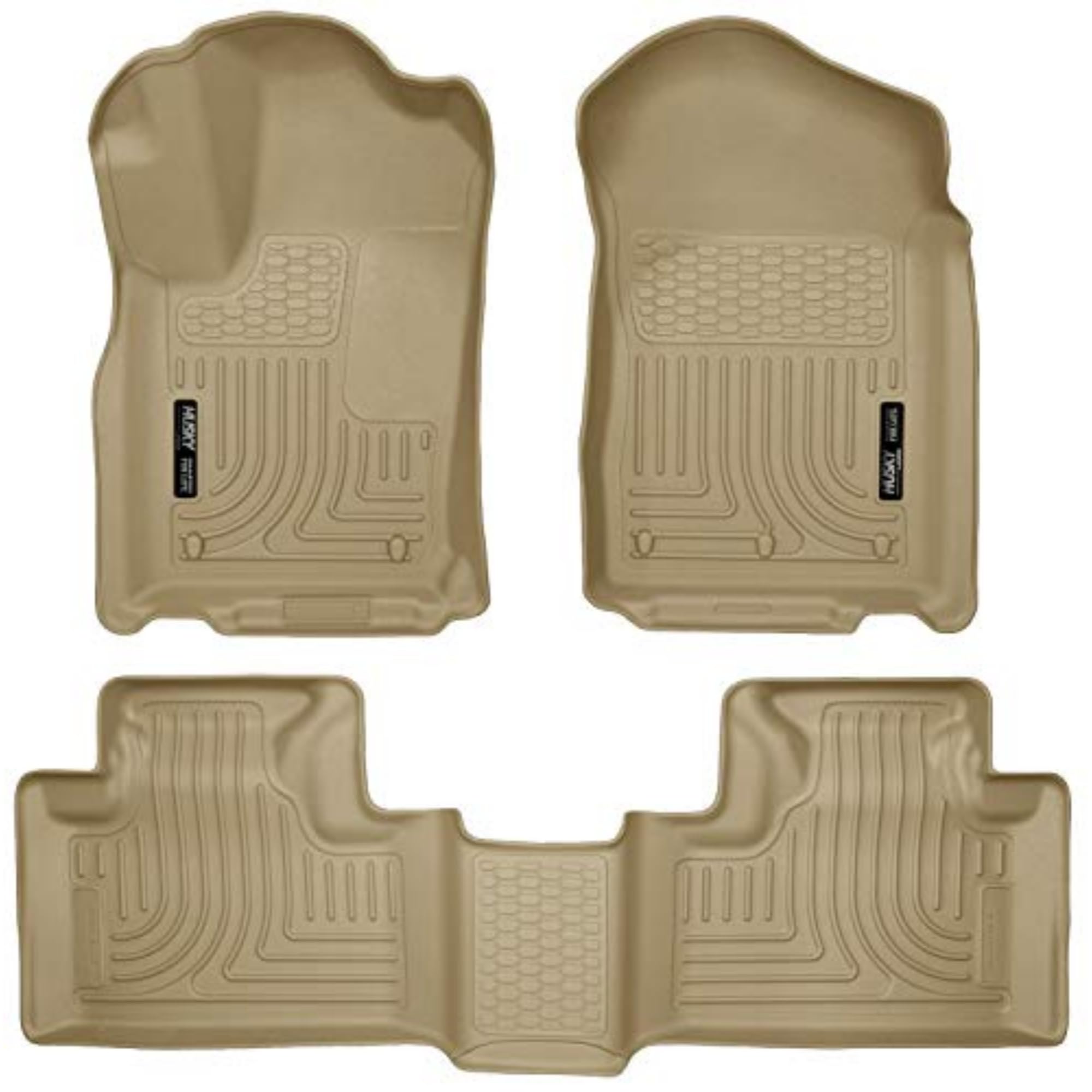 **Husky Liners Weatherbeater Floor Mats for 2011-2015 Dodge Durango & Jeep Grand Cherokee | 3-Piece Set (Front & 2nd Row) in Tan | All-Weather Protection, Durable & Easy to Clean | Perfect for Off-Roading, Daily Commute & Family Trips**