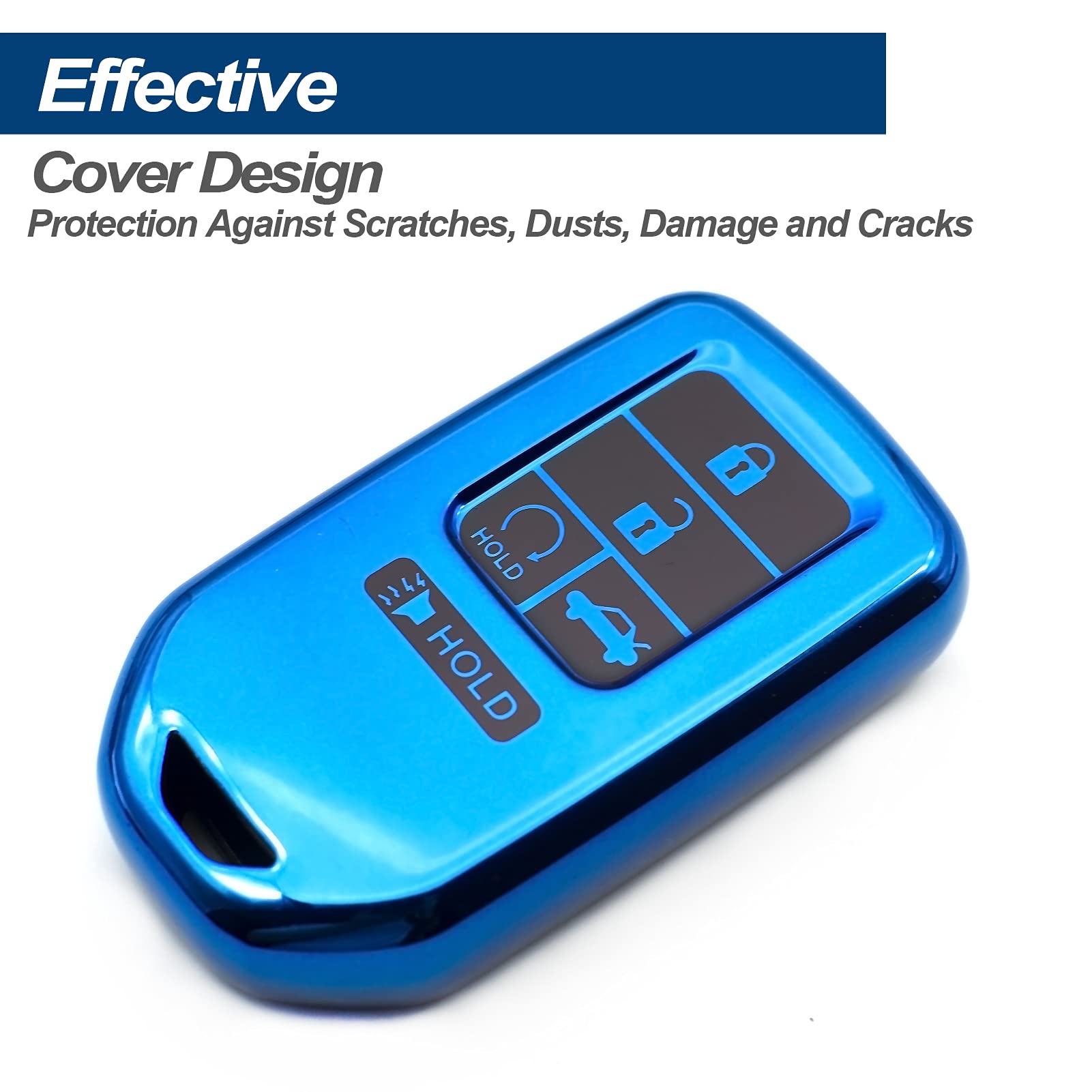 Premium TPU Key Fob Cover Case for Honda Passport CR-V Accord Pilot Civic HR-V Insight - Durable Remote Protector with Keyless Entry - Blue Accessory - Perfect for Daily Use, Car Protection & Key Organization