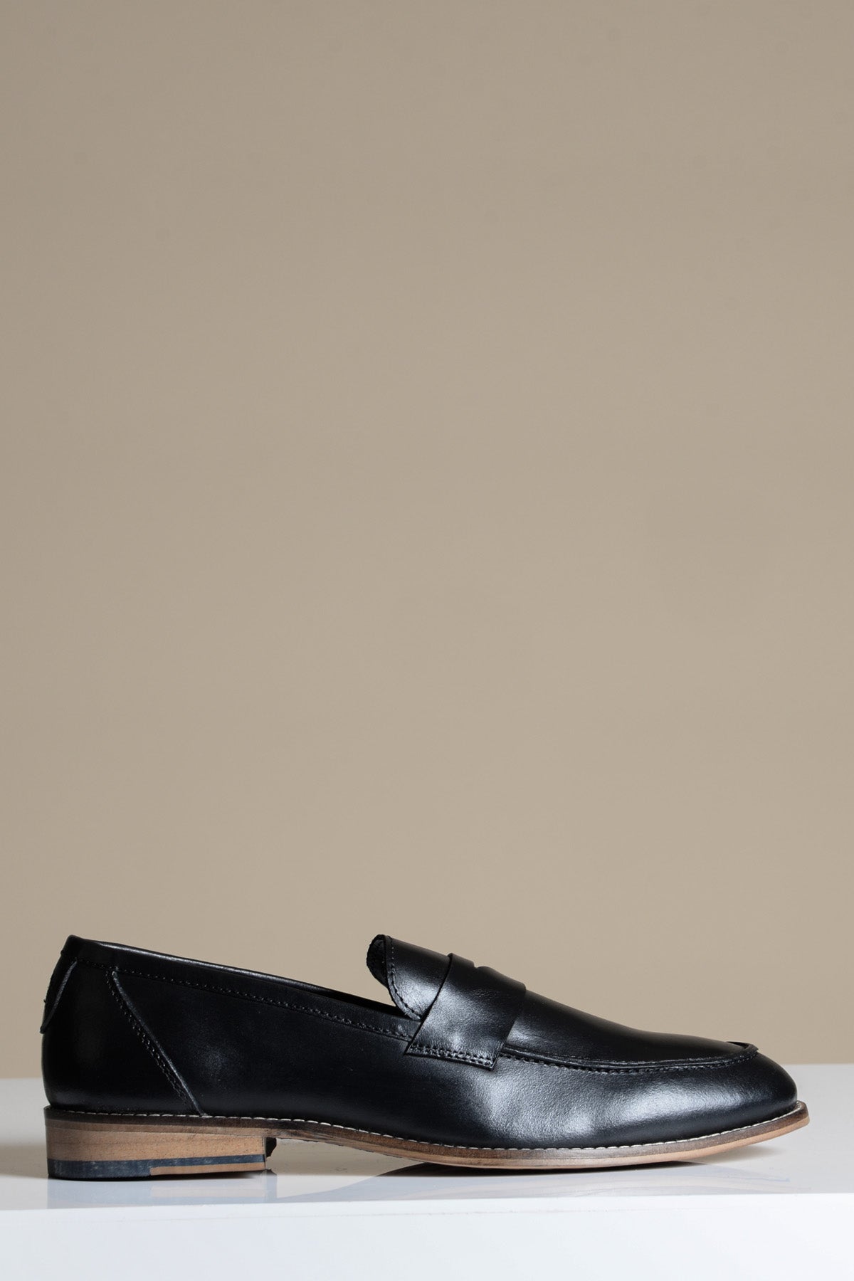 Premium JASPER Black Leather Penny Loafers for Men - Classic Comfortable Slip-On Shoes for Business, Casual & Office Wear
