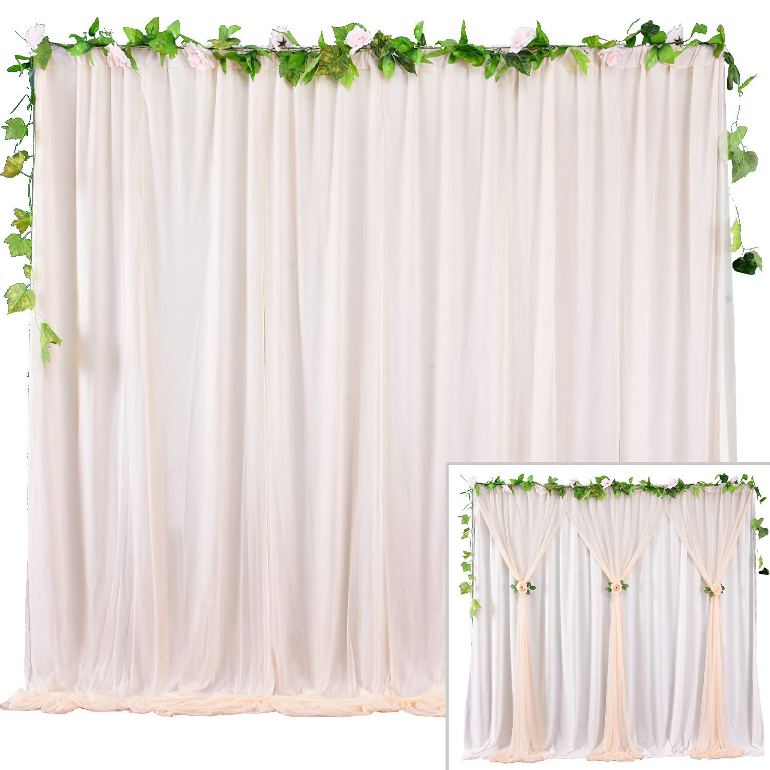 Sheer Tulle Backdrop for Wedding, Birthday & Baby Shower Decor - 5x7ft