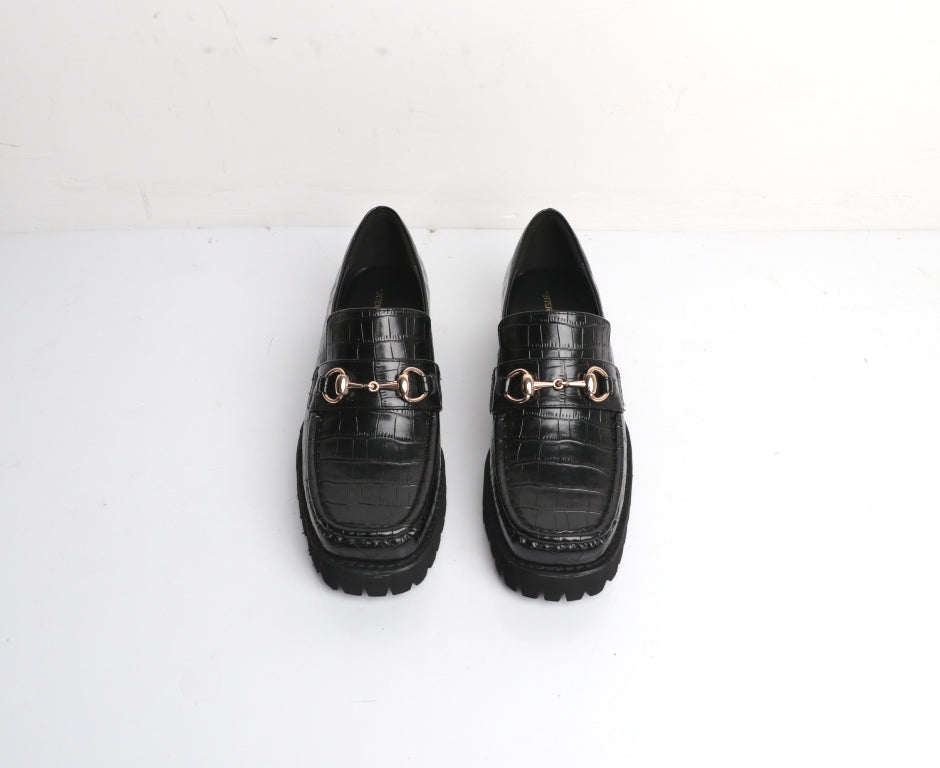 Intentionally Blank HK 2 Black Crocodile Leather Loafers - Premium Men's Dress Shoes for Business & Formal Occasions