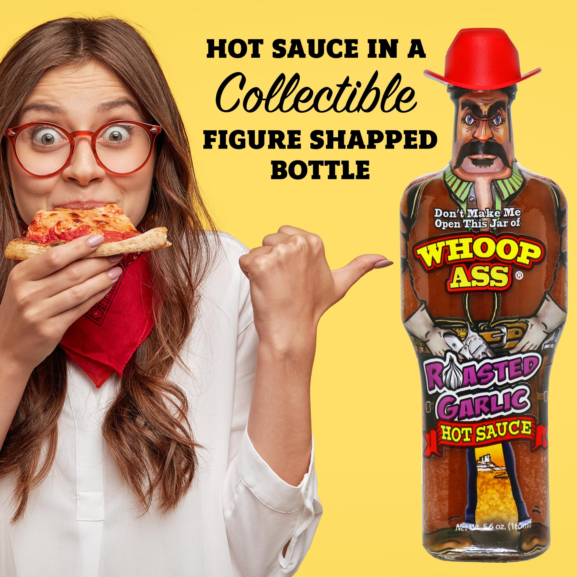 WHOOP ASS Cowboy Roasted Garlic Hot Sauce - 5 oz Bottle | Spicy Gourmet Hot Sauce for Steak, Burgers & Wings | Perfect Gift for Hot Sauce Lovers | Great for BBQs, Tailgating & Home Cooking