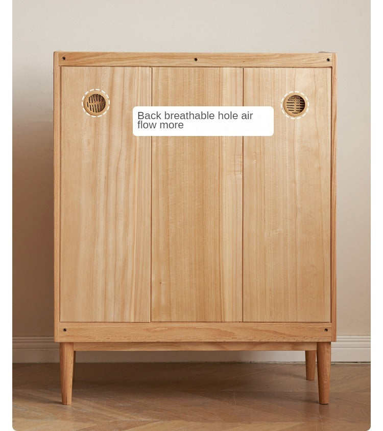 Premium Solid Wood Shoe Cabinet - Oak, Black Walnut & Cherry Wood Storage Organizer for Entryway, Hallway, or Closet - Durable Shoe Rack for Home & Office Organization