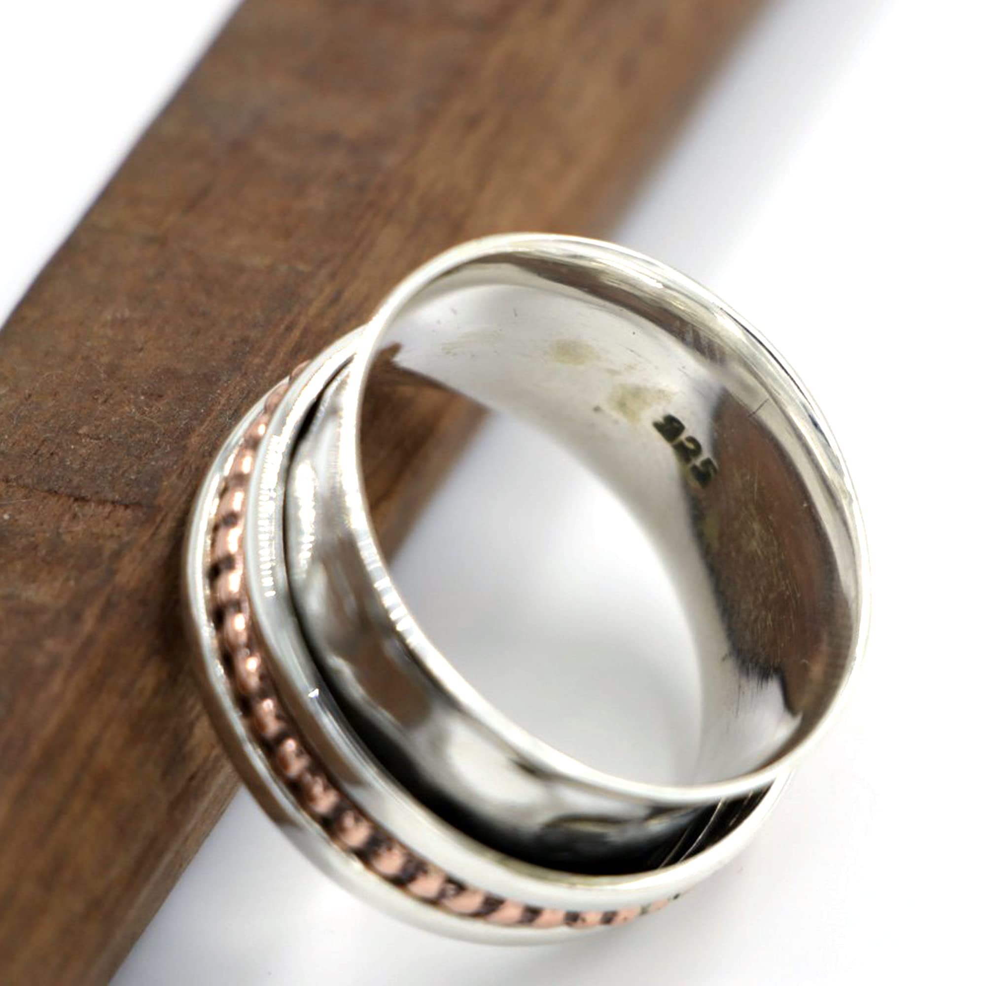 925 Sterling Silver Spinner Ring for Women - Anxiety Relief & Meditation Jewelry, Art Deco Thumb Ring, Elegant Mother's Day Gift & Pre-engagement Ring - Perfect for Stress Relief, Mindfulness Practice, and Special Occasions