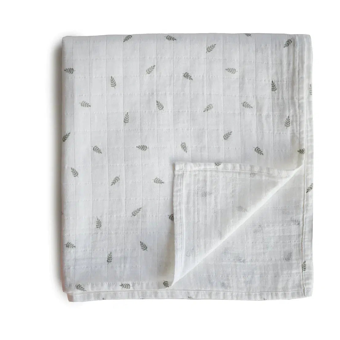 Mushie Organic Cotton Muslin Swaddle Blanket - Soft Baby Swaddle Wrap for Newborns & Infants - Breathable & Lightweight - Leaves Design - Perfect for Nursery, Swaddling, Stroller & Photo Shoots